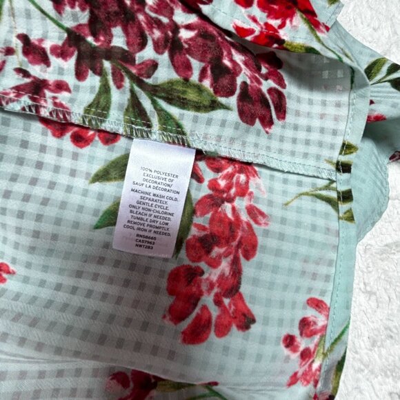 New 14th & Union Floral Off The Shoulder Top Small Printed Layered Ruffle Mint - Picture 5 of 9